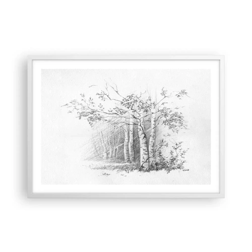 Poster in white frmae - Holiday of Birch Forest - 70x50 cm