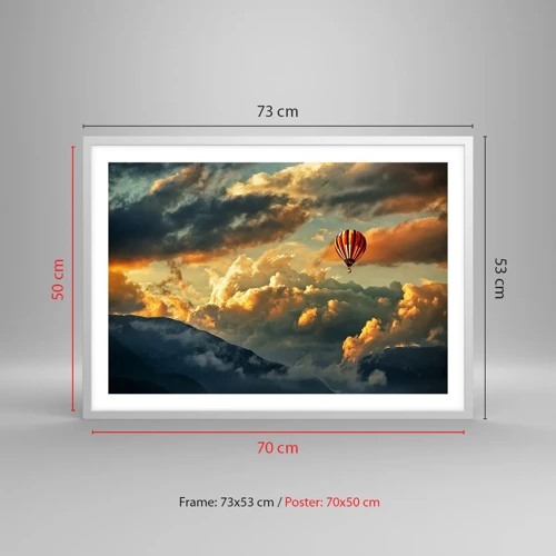 Poster in white frmae - I Like Flying - 70x50 cm