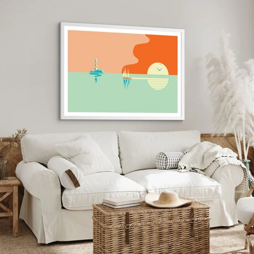 Poster in white frmae - Ideal Sea Landscape - 70x50 cm