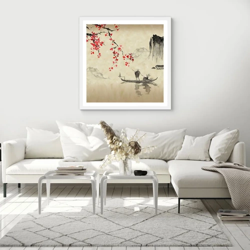 Poster in white frmae - In Cherry Blossom Country - 60x60 cm