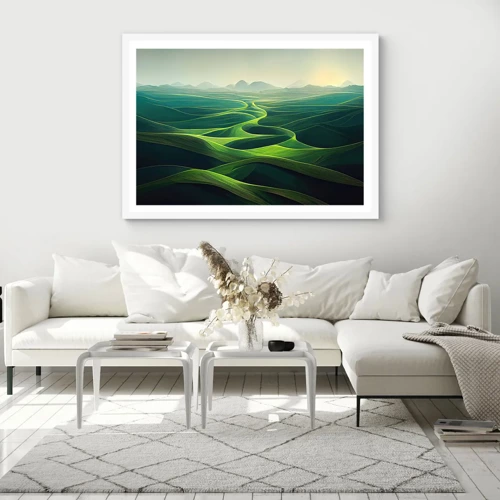 Poster in white frmae - In Green Valleys - 100x70 cm