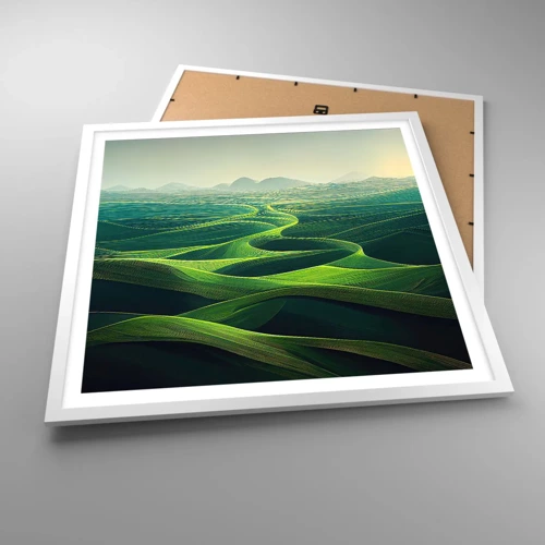 Poster in white frmae - In Green Valleys - 60x60 cm