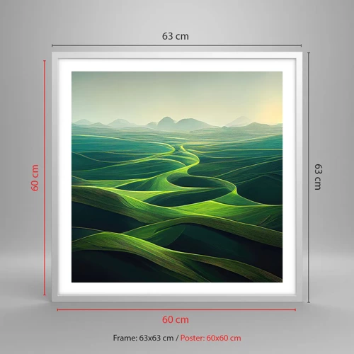 Poster in white frmae - In Green Valleys - 60x60 cm