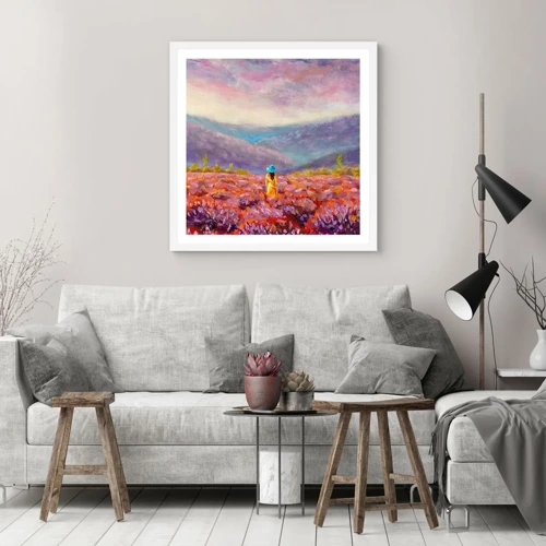 Poster in white frmae - In Lavendar World - 40x40 cm