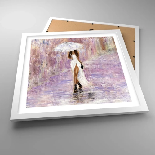 Poster in white frmae - In Liliac Rain - 40x40 cm