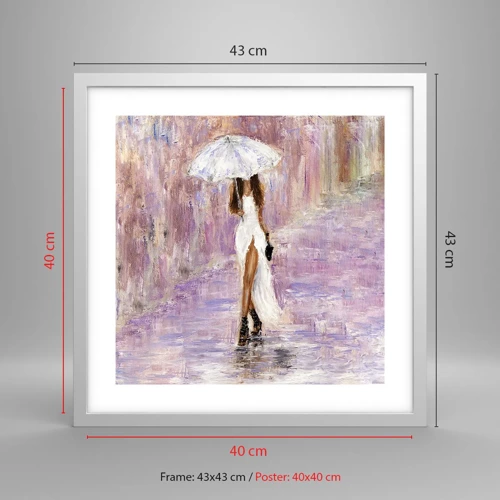 Poster in white frmae - In Liliac Rain - 40x40 cm