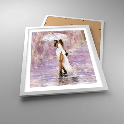 Poster in white frmae - In Liliac Rain - 40x50 cm