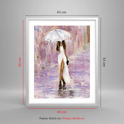 Poster in white frmae - In Liliac Rain - 40x50 cm