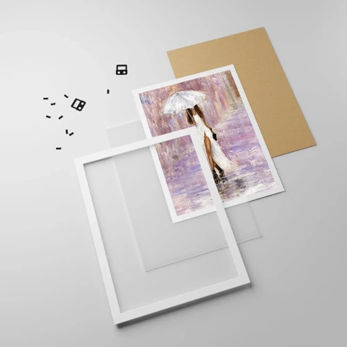 Poster in white frmae - In Liliac Rain - 40x50 cm