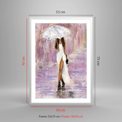 Poster in white frmae - In Liliac Rain - 50x70 cm