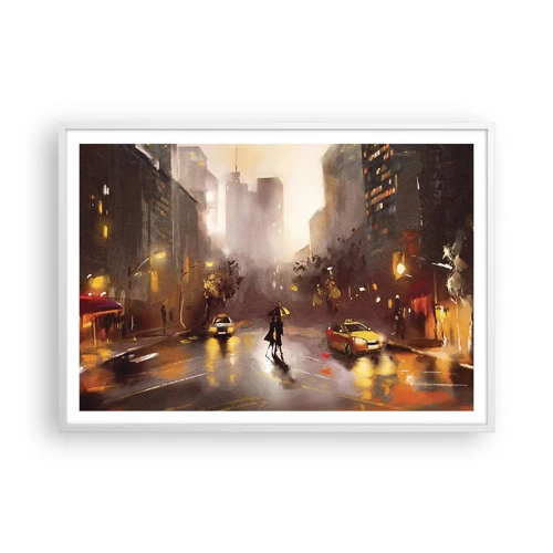 Poster in white frmae - In New York Lights - 100x70 cm