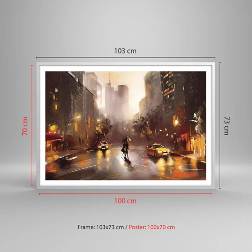 Poster in white frmae - In New York Lights - 100x70 cm