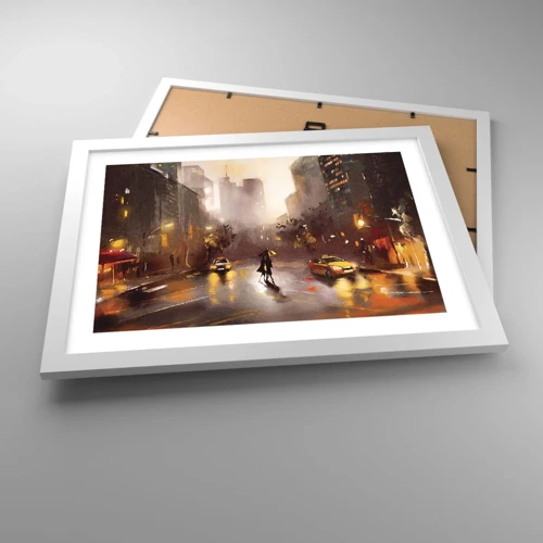 Poster in white frmae - In New York Lights - 40x30 cm
