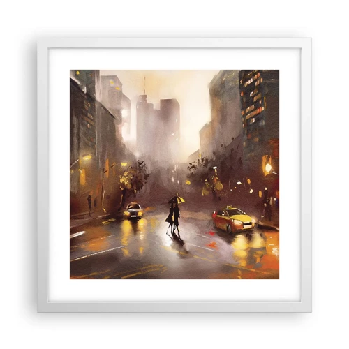 Poster in white frmae - In New York Lights - 40x40 cm