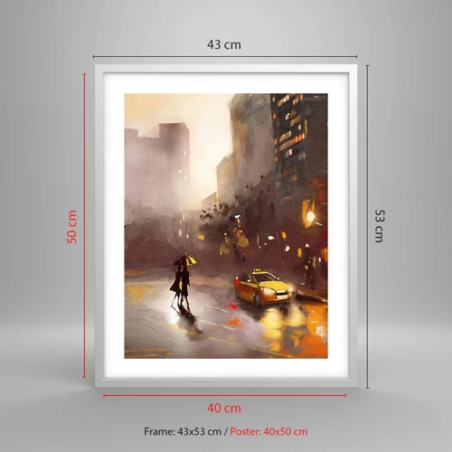 Poster in white frmae - In New York Lights - 40x50 cm