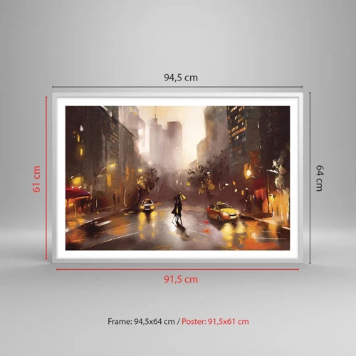 Poster in white frmae - In New York Lights - 91x61 cm