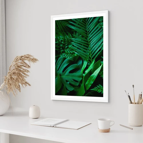Poster in white frmae - In a Green Hug - 70x100 cm