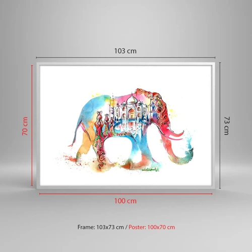 Poster in white frmae - India - Atmosphere of Love - 100x70 cm