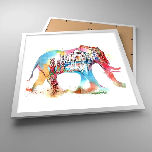 Poster in white frmae - India - Atmosphere of Love - 50x50 cm