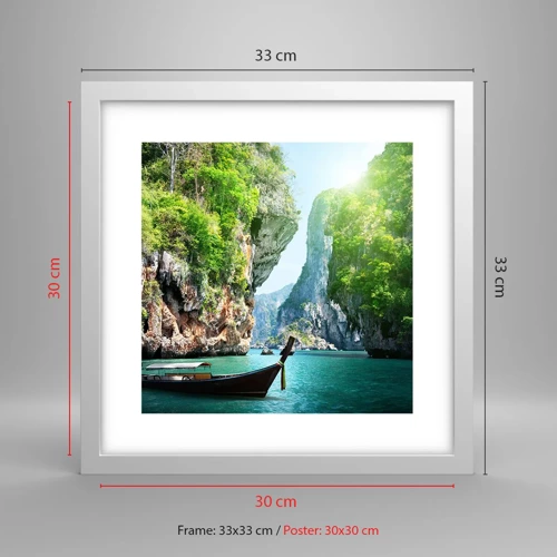 Poster in white frmae - Invitation for an Exotic Trip - 30x30 cm