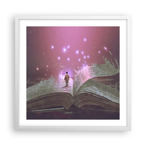 Poster in white frmae - Invitation to Another World -Read It! - 50x50 cm