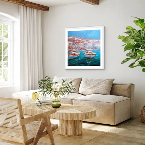 Poster in white frmae - Italian Bay - 50x50 cm