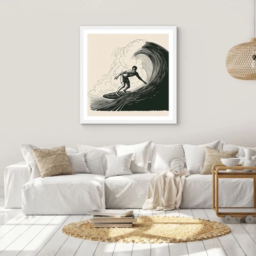 Poster in white frmae - King of the Wave - 40x40 cm