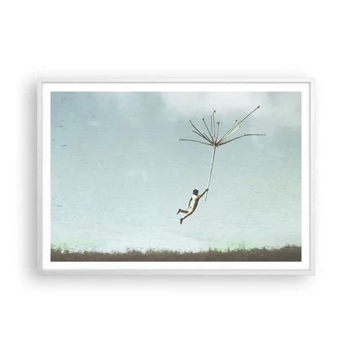 Poster in white frmae - Kites, Dandelions, Wind - 100x70 cm