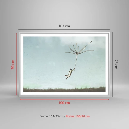 Poster in white frmae - Kites, Dandelions, Wind - 100x70 cm