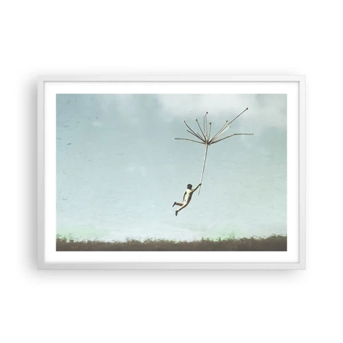 Poster in white frmae - Kites, Dandelions, Wind - 70x50 cm