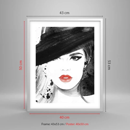 Poster in white frmae - Lady in Black - 40x50 cm