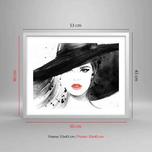 Poster in white frmae - Lady in Black - 50x40 cm