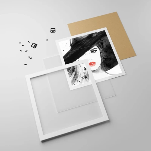 Poster in white frmae - Lady in Black - 60x60 cm