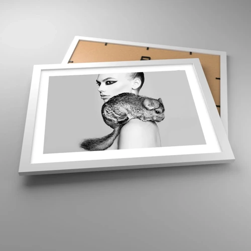 Poster in white frmae - Lady with a Chinchilla - 40x30 cm