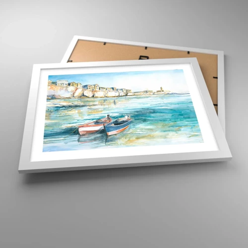 Poster in white frmae - Landscape in Azure - 40x30 cm