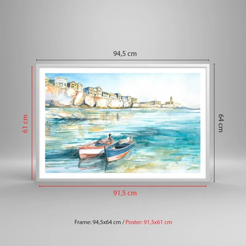 Poster in white frmae - Landscape in Azure - 91x61 cm