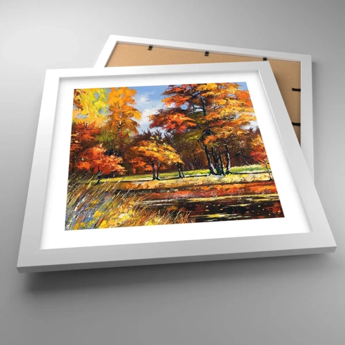 Poster in white frmae - Landscape in Gold and Brown - 30x30 cm