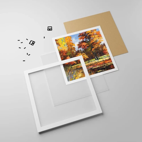 Poster in white frmae - Landscape in Gold and Brown - 30x30 cm