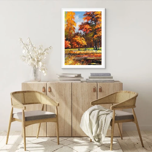 Poster in white frmae - Landscape in Gold and Brown - 30x40 cm