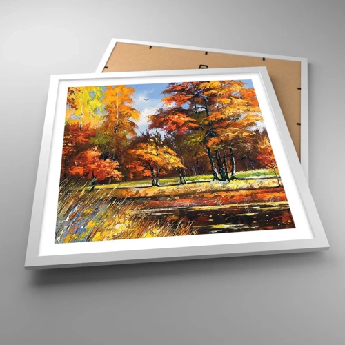 Poster in white frmae - Landscape in Gold and Brown - 50x50 cm