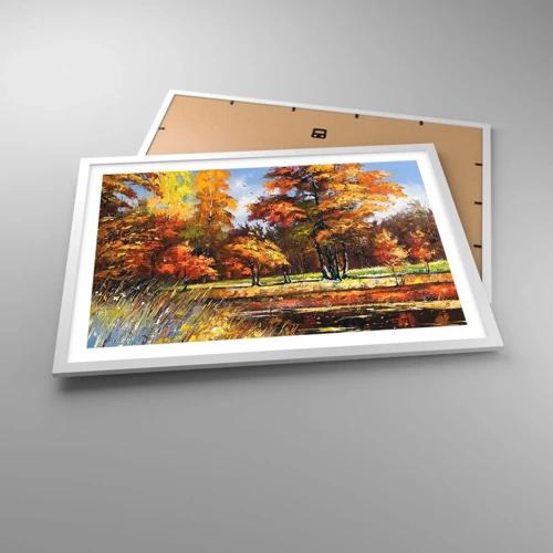 Poster in white frmae - Landscape in Gold and Brown - 70x50 cm