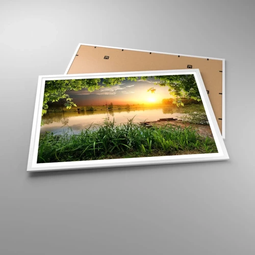 Poster in white frmae - Landscape in a Green Frame - 100x70 cm