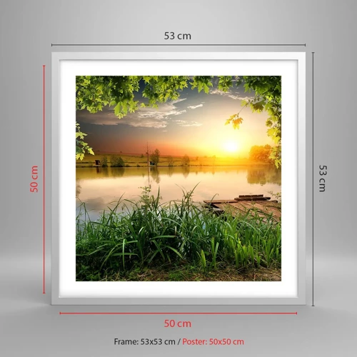 Poster in white frmae - Landscape in a Green Frame - 50x50 cm