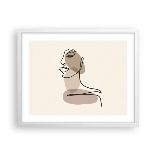 Poster in white frmae - Listening to Herself - 50x40 cm