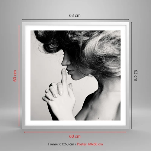 Poster in white frmae - Listening to Herself - 60x60 cm