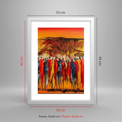 Poster in white frmae - Marching in the Rhythm of Tam-tam - 30x40 cm