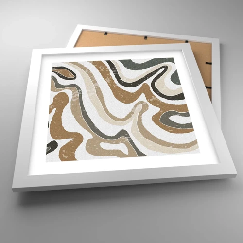 Poster in white frmae - Meanders of Earth Colours - 30x30 cm
