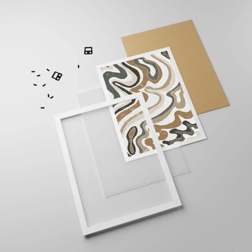 Poster in white frmae - Meanders of Earth Colours - 30x40 cm