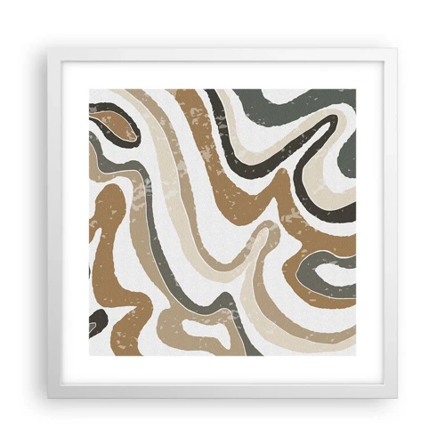 Poster in white frmae - Meanders of Earth Colours - 40x40 cm