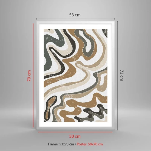 Poster in white frmae - Meanders of Earth Colours - 50x70 cm